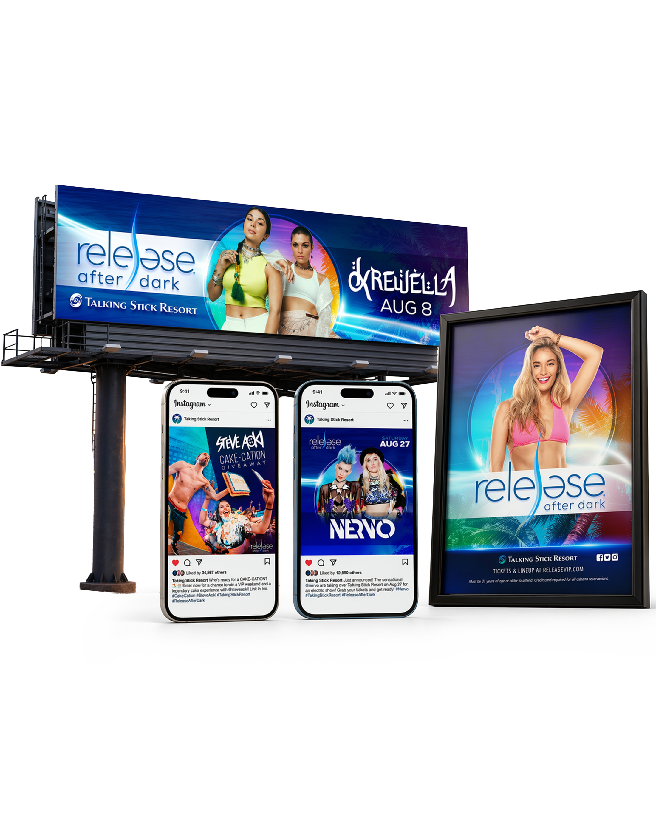 Release Pool Parties, collage of program deliverables